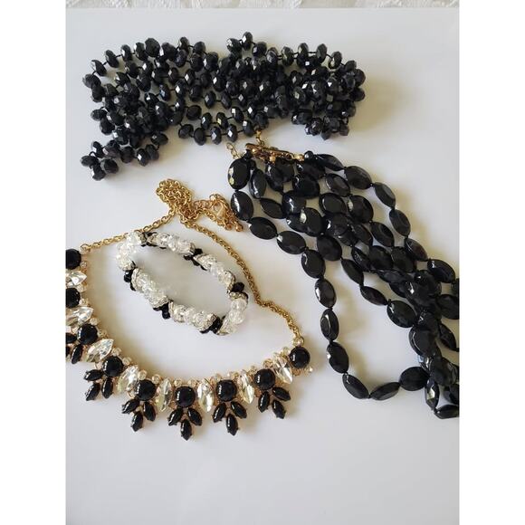 Black Bead and Rhinestone Costume Set - Picture 1 of 4